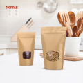 Food grade customized stand up pouch bag kraft paper bag with clear window